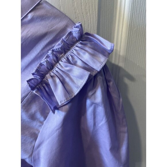 HARSHMAN Lilac Cheryl Blouse Size Medium Cotton V-neck Ballon Sleeves Tuckernuck - Picture 7 of 11